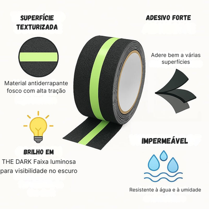 Cinta antideslizante - Agarre fuerte | Impermeable | Brilla en la oscuridad